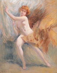 Henri Le Riche Nude woman, pastel, Tiffany, drawing, painting, impressionist