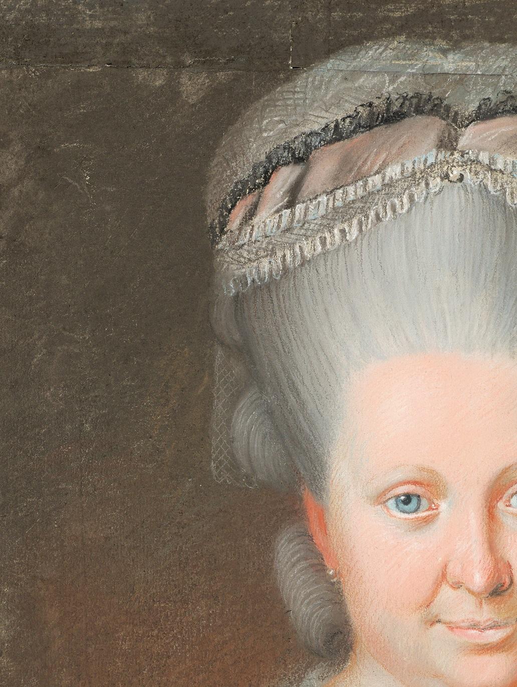Französische Schule des 18. Jahrhunderts
Porträt einer Frau
Pastell auf Papier auf Leinwand aufgezogen
Pastell: 46,5 x 63 cm (18,3 x 24,8 Zoll)
Rahmen: 57 x 71 cm (22,4 x 28 Zoll)
Sehr guter Zustand
CIRCA 1770-80

Das Pastell ist auf Papier auf