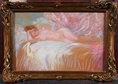 Nude woman pastel drawing painting impressionist Tiffany