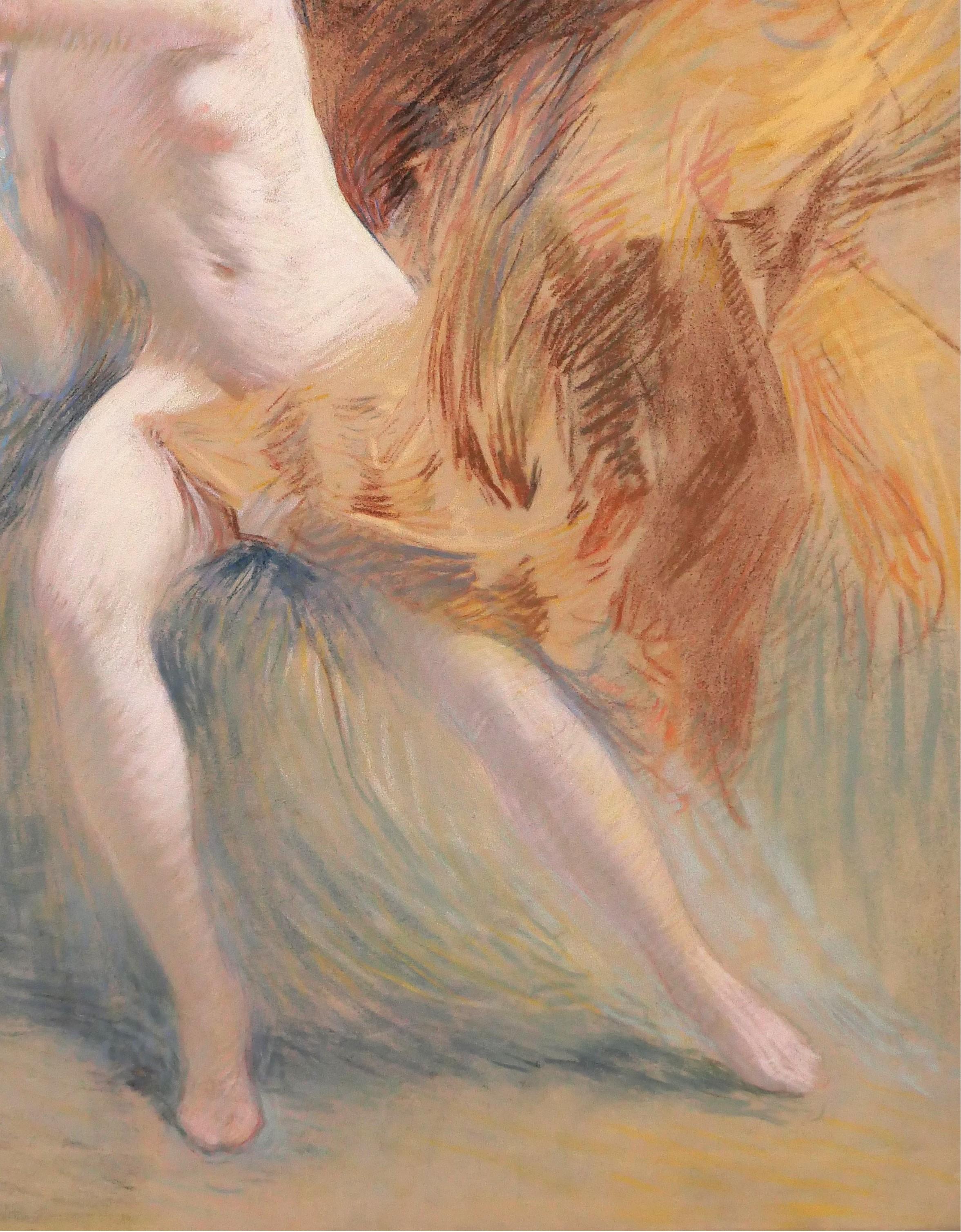 Henri Le Riche Nude woman, pastel, Tiffany, drawing, painting, impressionist For Sale 6