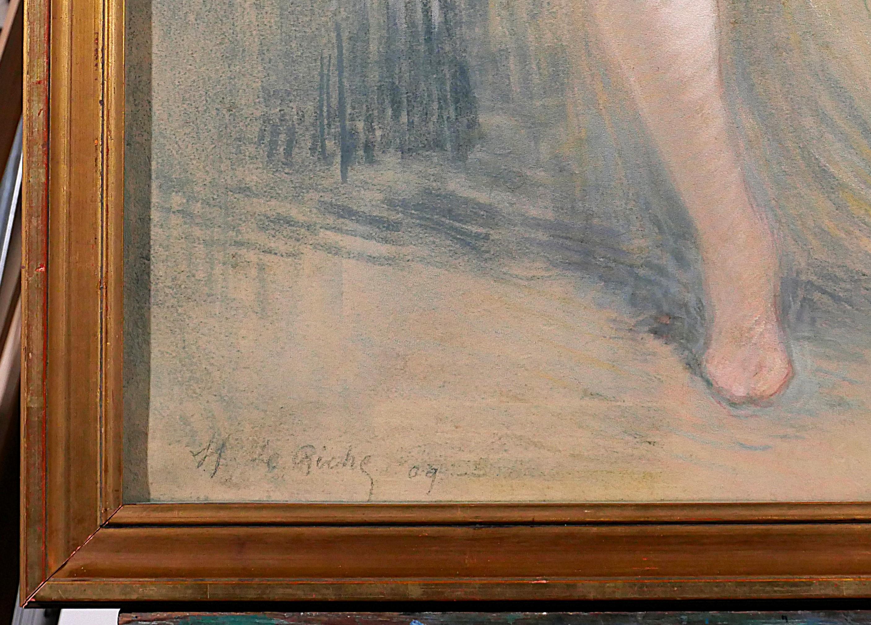 Henri Le Riche Nude woman, pastel, Tiffany, drawing, painting, impressionist For Sale 8