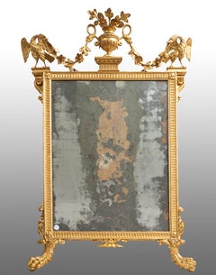 Specchiera antica Luigi XVI Napoletana in legno dorato e intagliato.