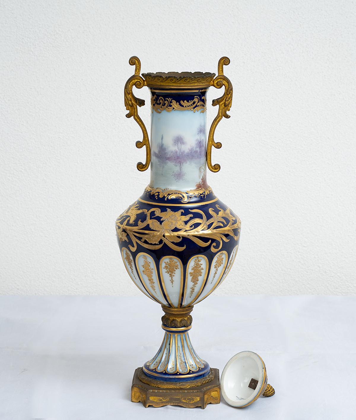Antique French Napoleon III porcelain vase from Sevres 19th century For Sale 2