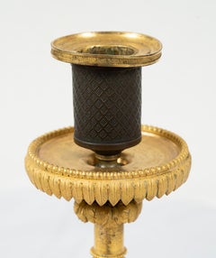 Paire de chandeliers anciens Napoléon III en bronze doré. 19ème siècle