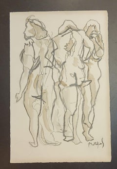 "Rotation" by Grégoire Mathias –  Charcoal and wash on Arches paper