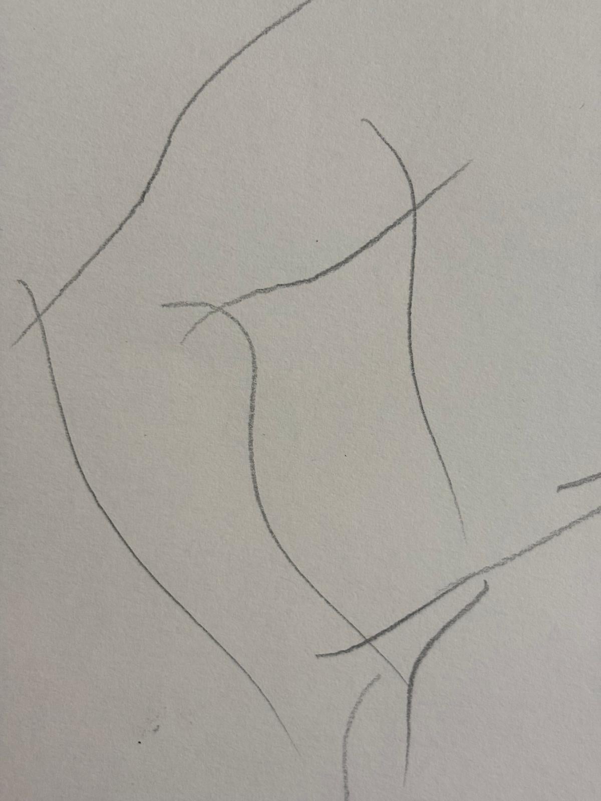 Nu de Dos by Grégoire Mathias – Minimalist nude sketch in graphite For Sale 5