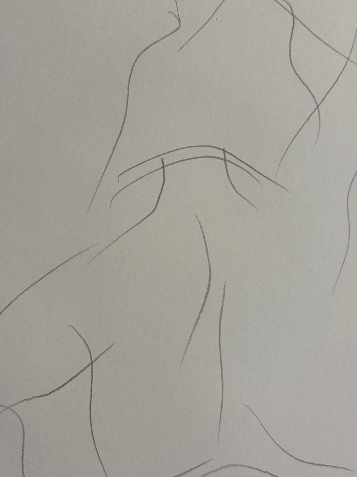 Nu de Dos by Grégoire Mathias – Minimalist nude sketch in graphite For Sale 6
