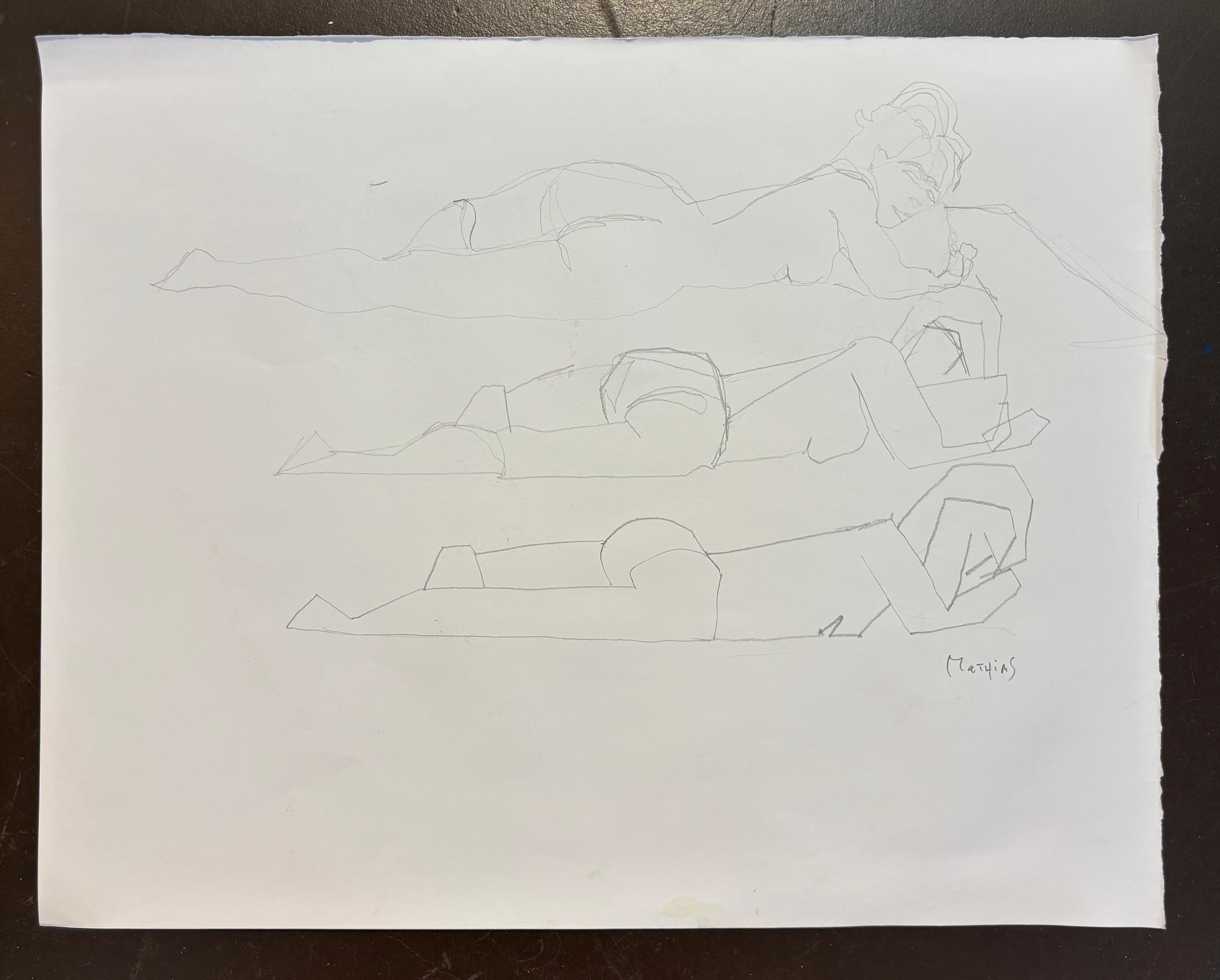 Etude Cubisme Analytique, by Grégoire Mathias – Study of a Reclining Nude For Sale 1