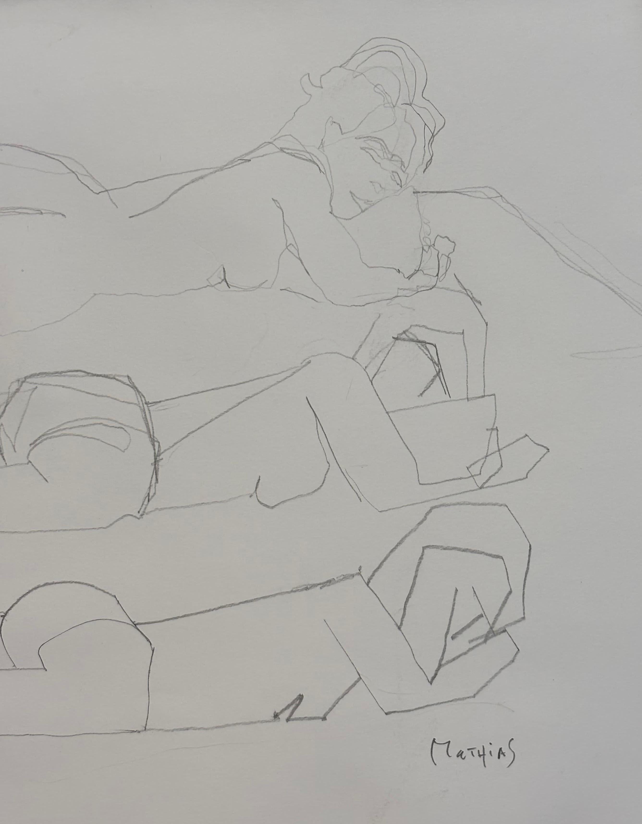 Etude Cubisme Analytique, by Grégoire Mathias – Study of a Reclining Nude For Sale 4