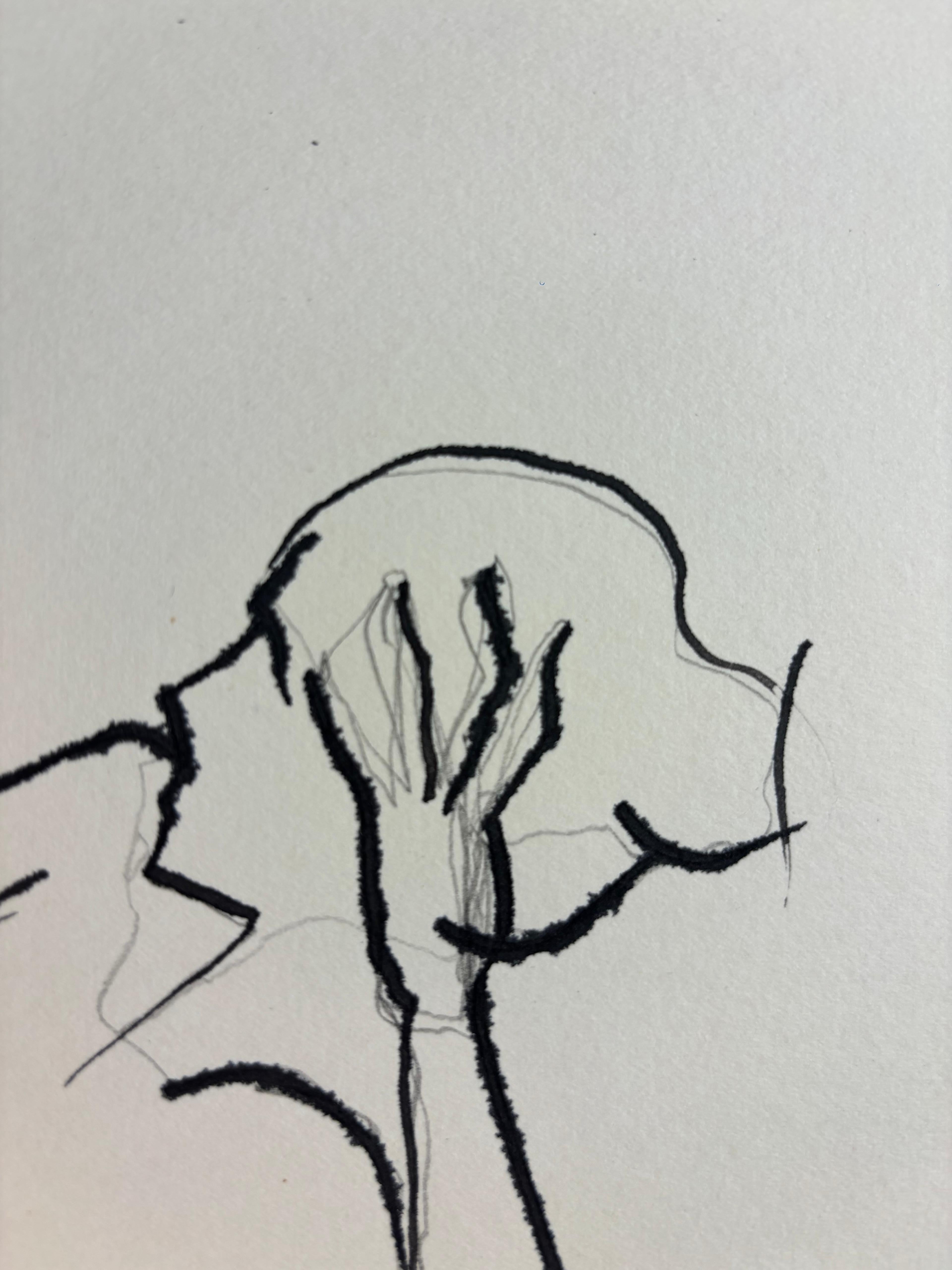 Nu Allongé, de Grégoire Mathias - Estudio Reclinado en Tinta y Línea en venta 5