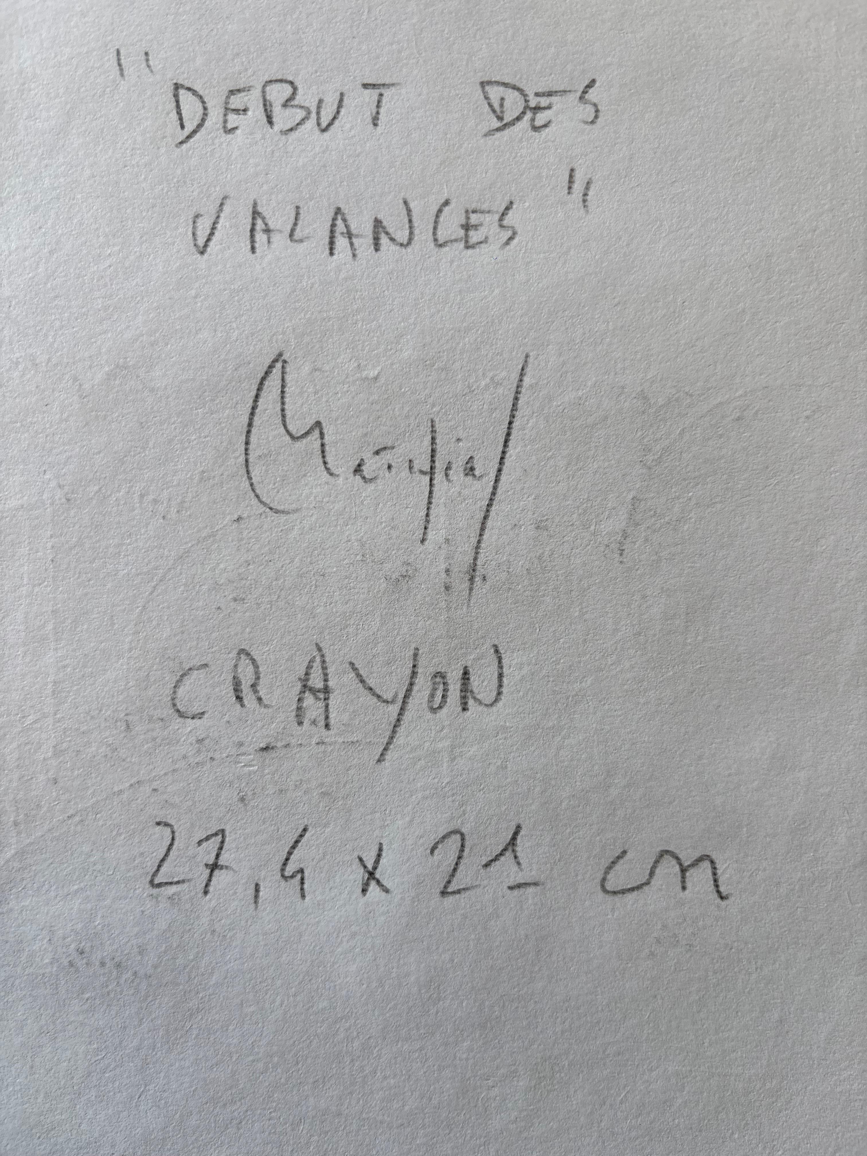 Début des vacances de Grégoire Mathias - Boceto en grafito de una escena de partida en venta 1