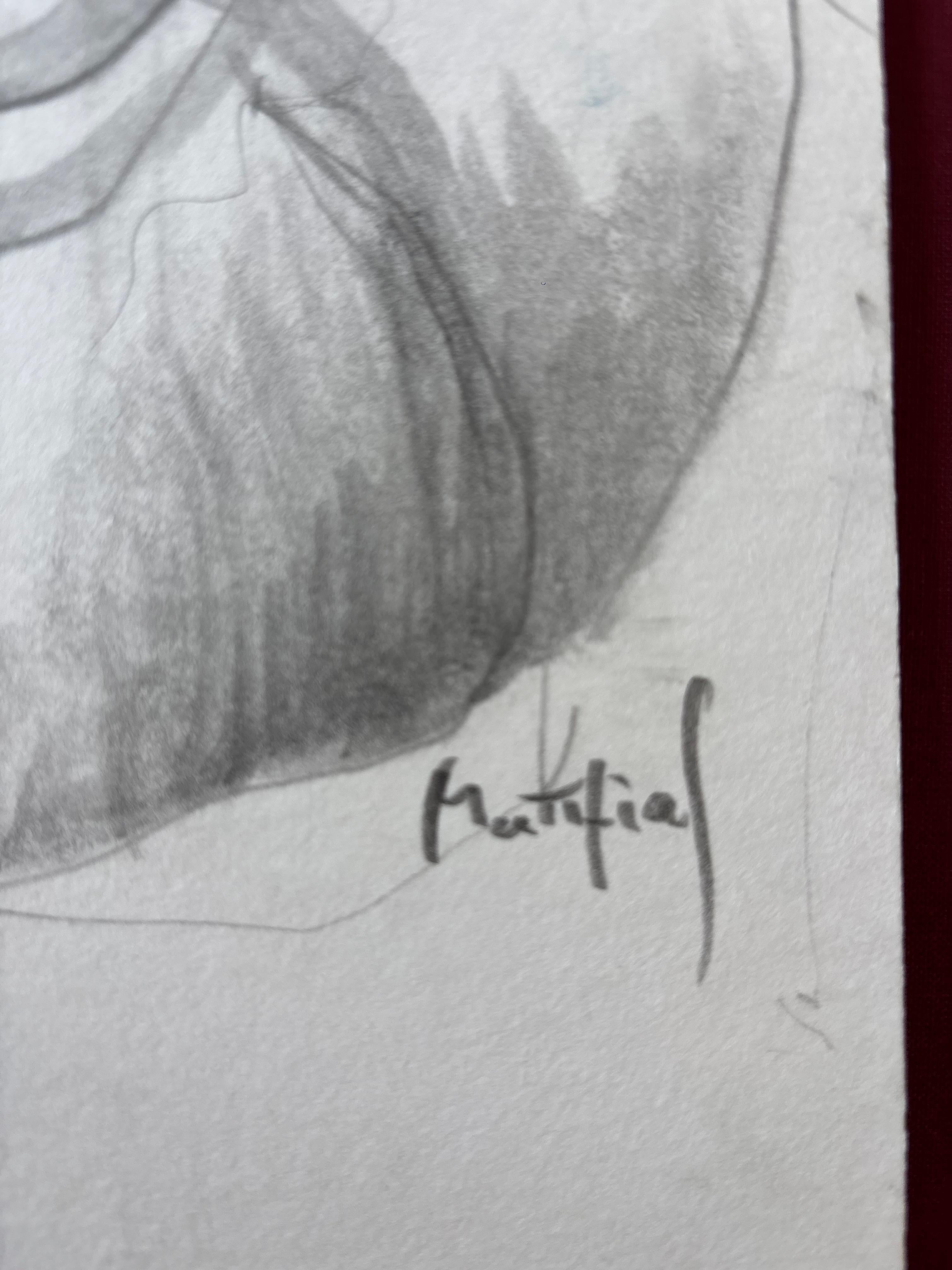 Femme Paysage de Grégoire Mathias - Dibujo en grafito de una mujer en venta 6