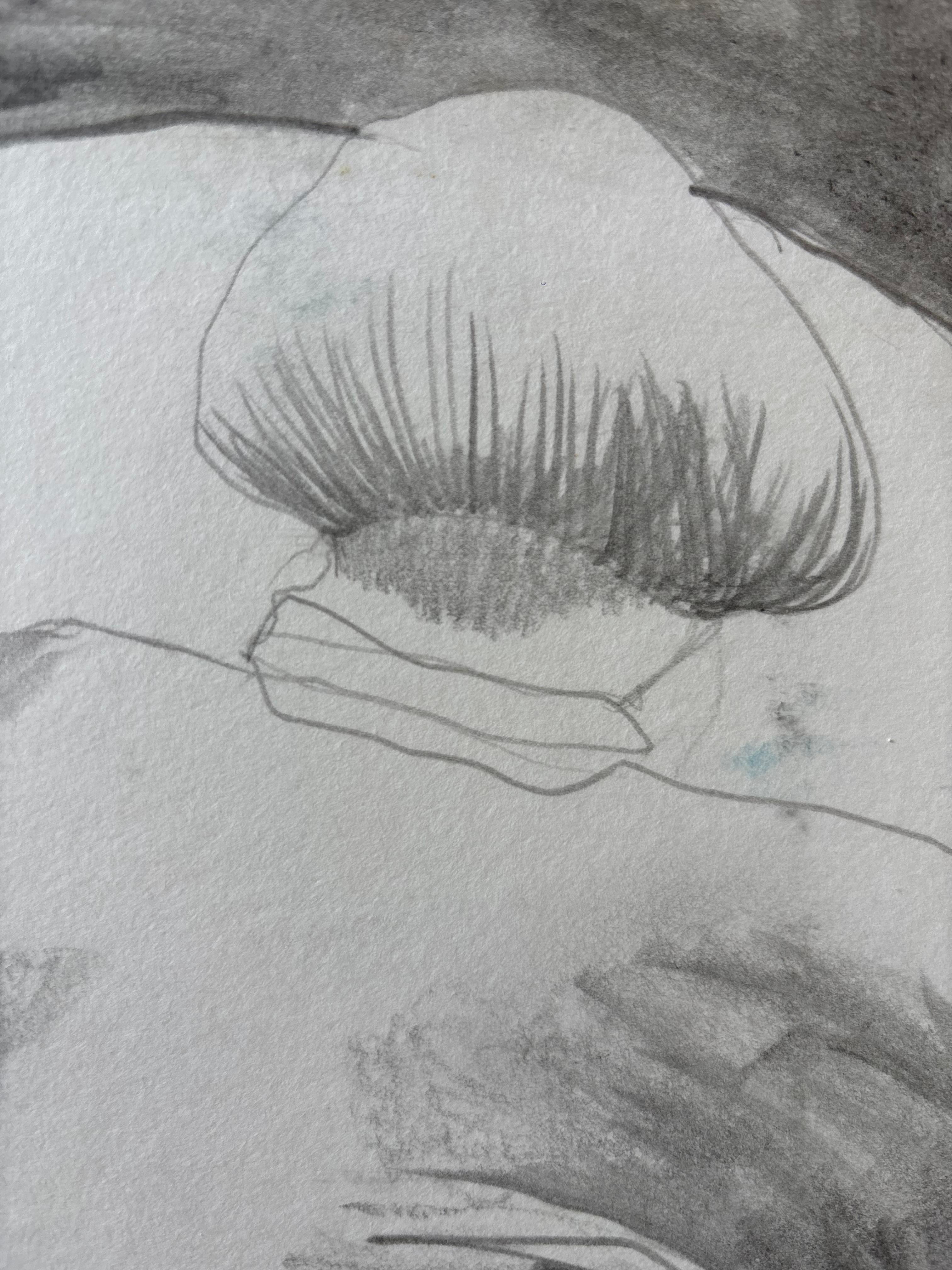 Femme Paysage de Grégoire Mathias - Dibujo en grafito de una mujer en venta 5
