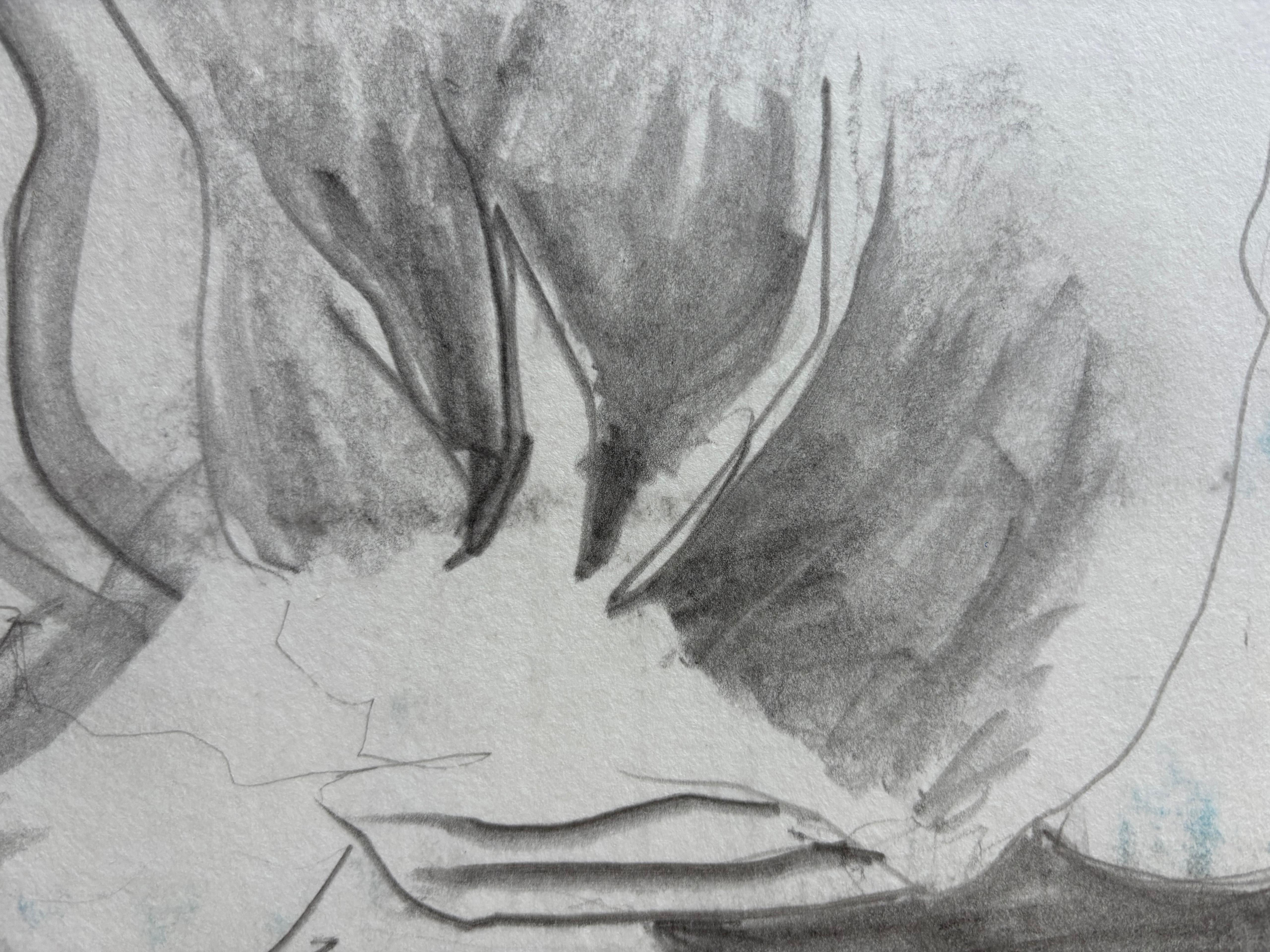 Femme Paysage de Grégoire Mathias - Dibujo en grafito de una mujer en venta 4