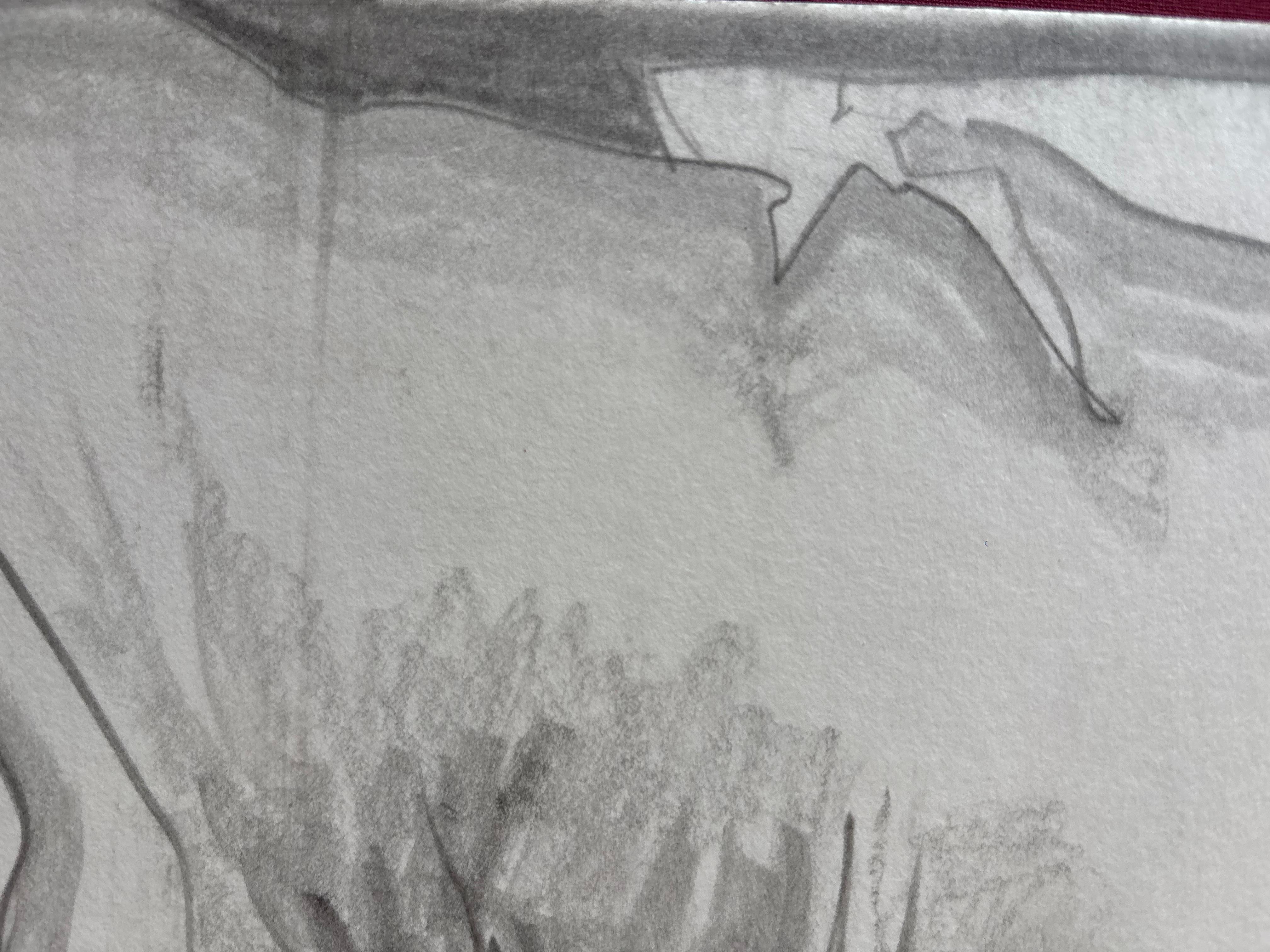 Femme Paysage de Grégoire Mathias - Dibujo en grafito de una mujer en venta 7