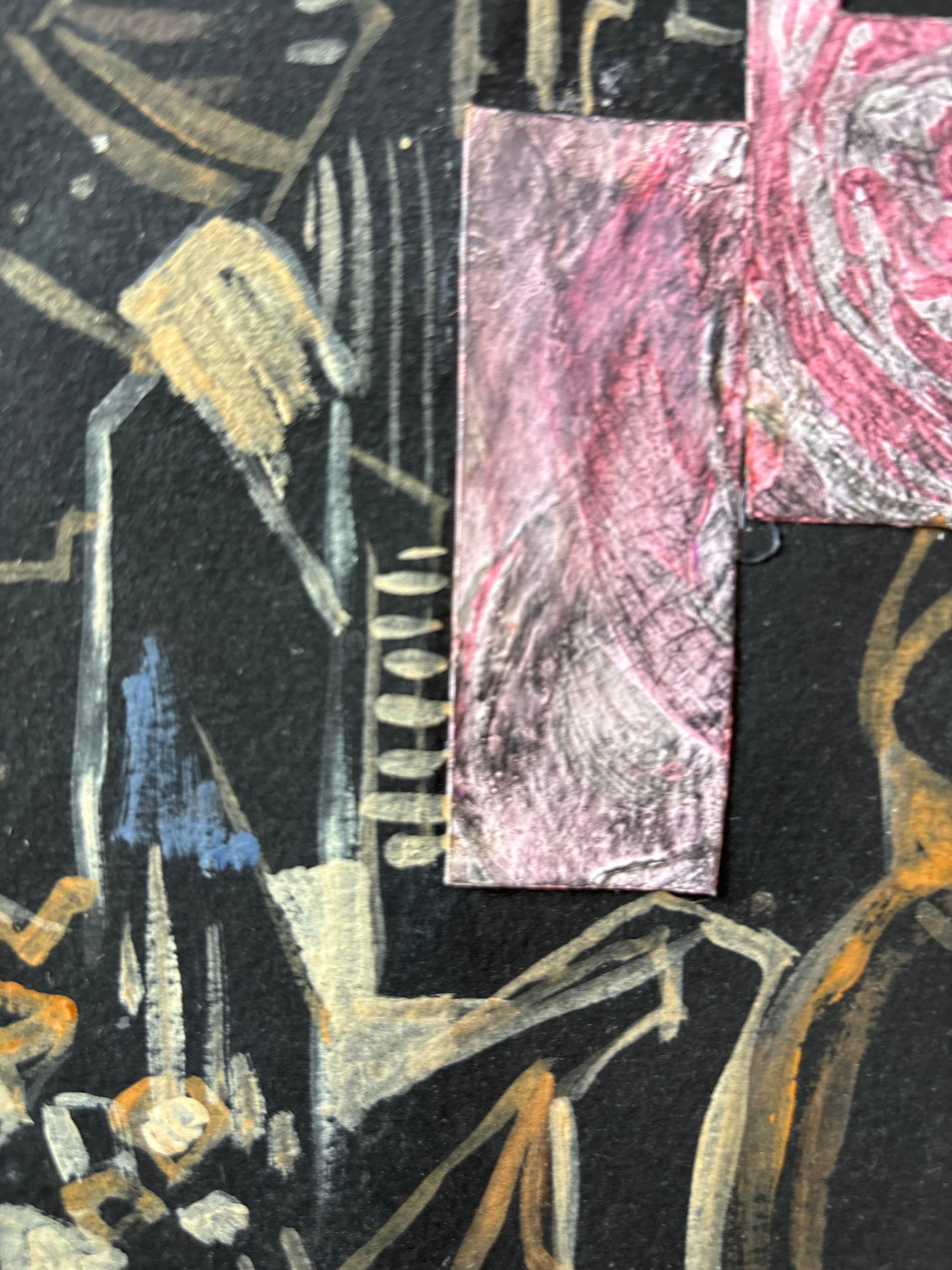Fleurs de Grégoire Mathias - Abstracción botánica con collage de capas en venta 4