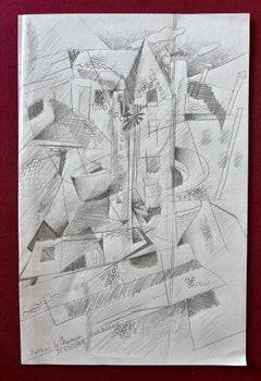 Le Charreau by Grégoire Mathias –  Cubist graphite study of a Dordogne château