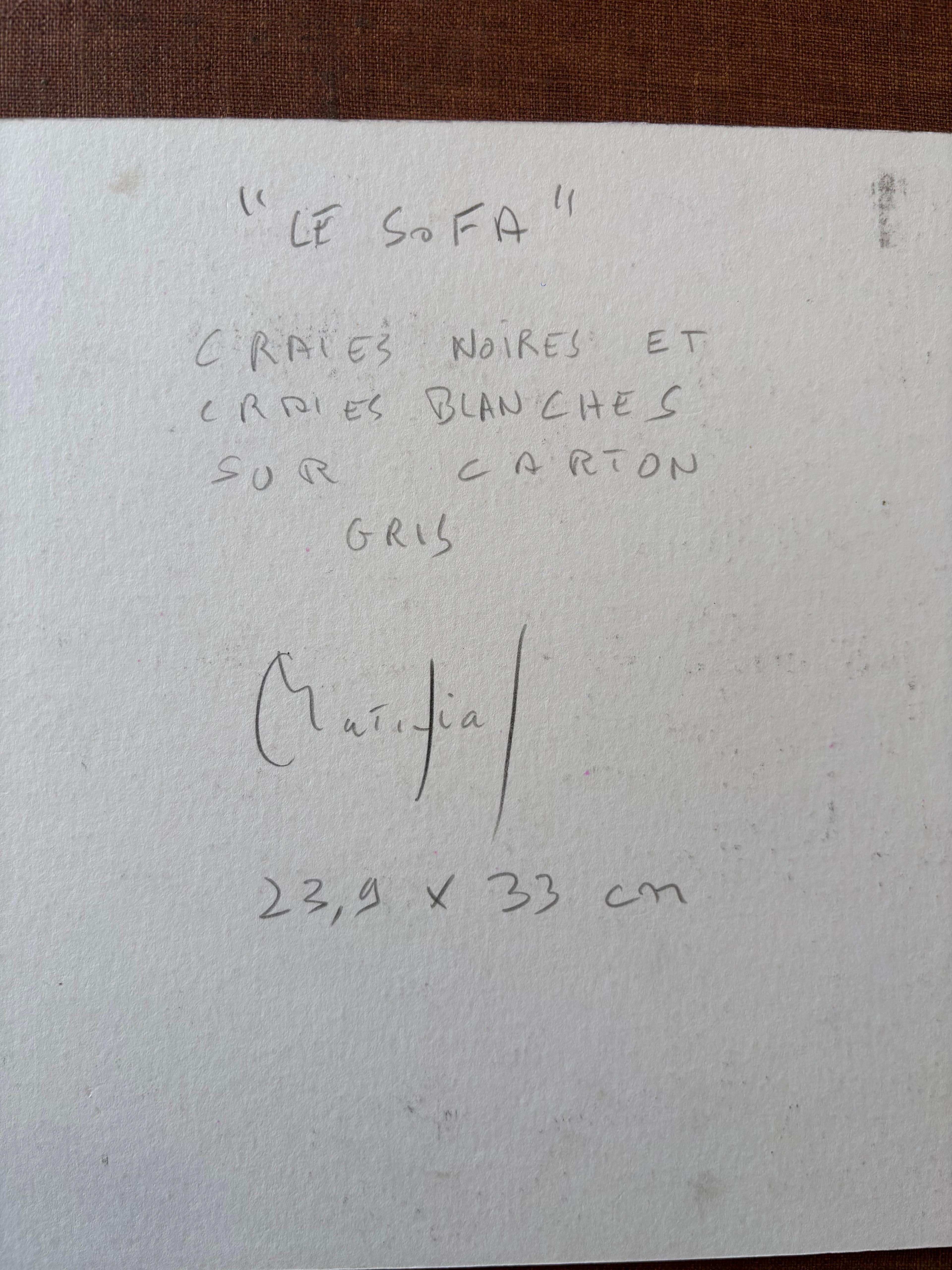 Le Sofa by Grégoire Mathias – Rhythmic Nude Forms in Chalk on Grey Board For Sale 1