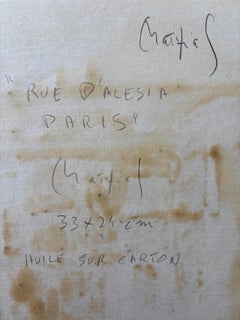 Rue d'Alésia, Paris, par Grégoire Mathias - Huile sur carton Scène urbaine