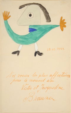 Victor Brauner Drawing, New Year's Card