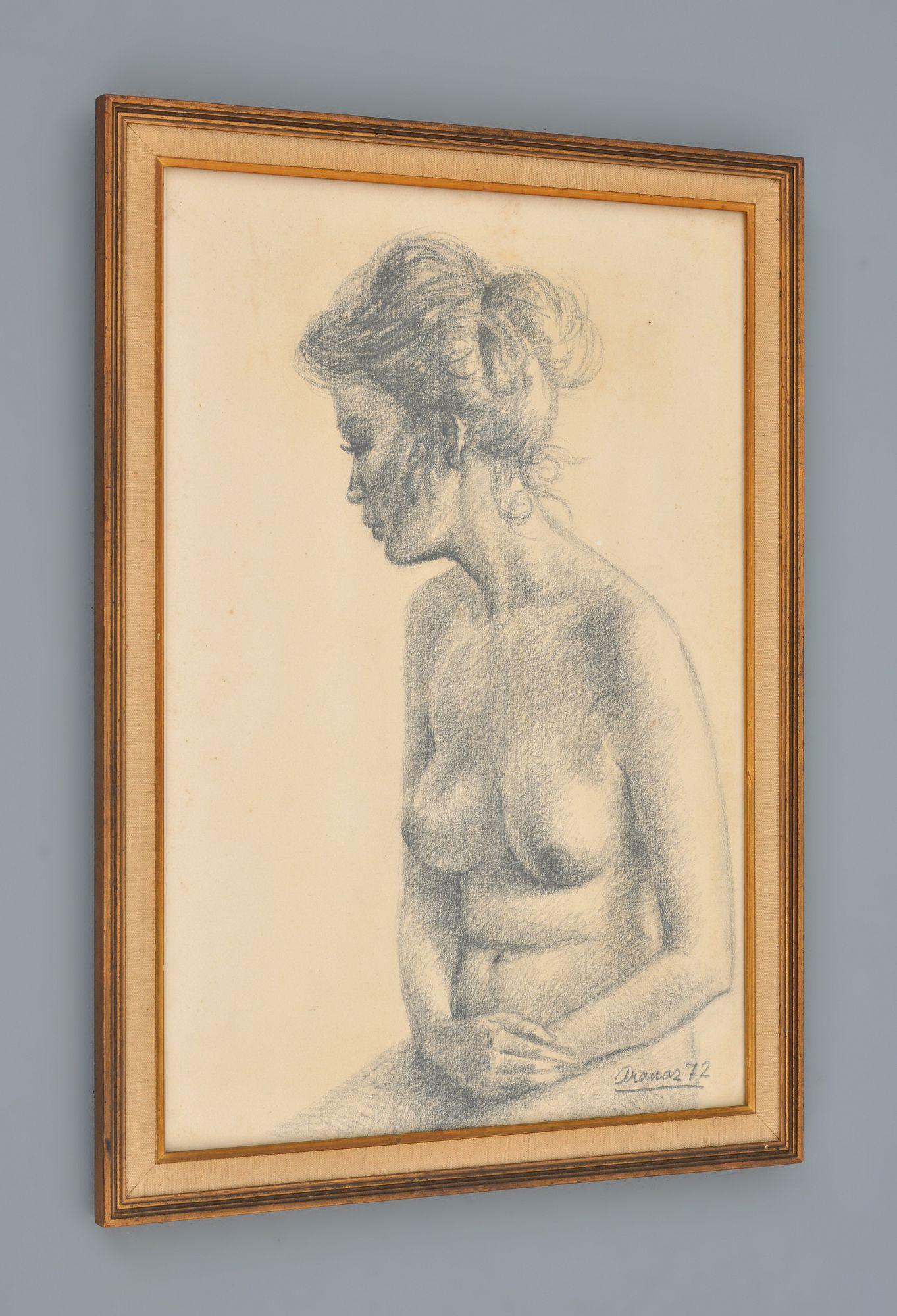 Jose Antonio Aranaz Drawing, Nude Female Figure For Sale 3