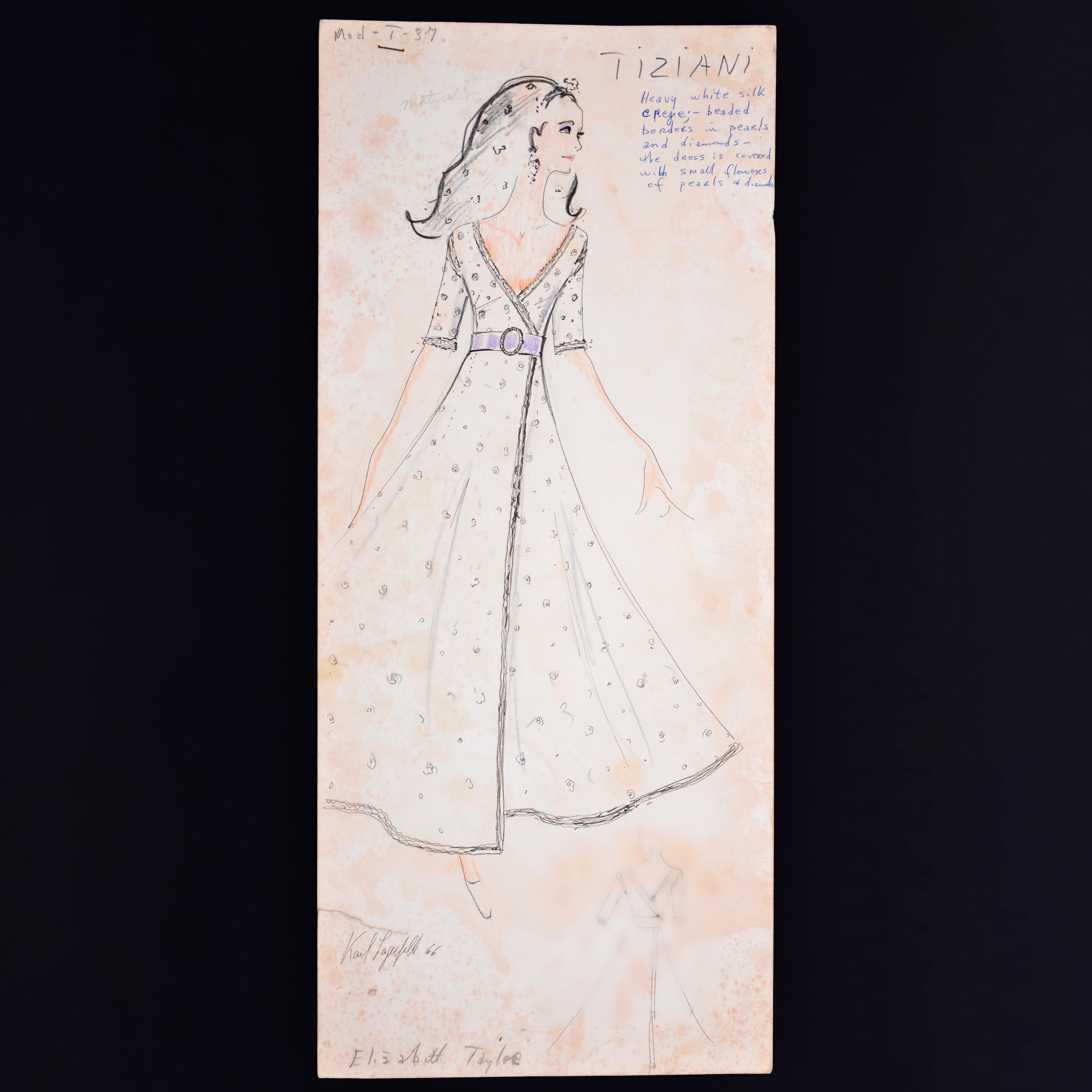 Karl Lagerfeld Disegni di moda per Tiziani, Elizabeth Taylor