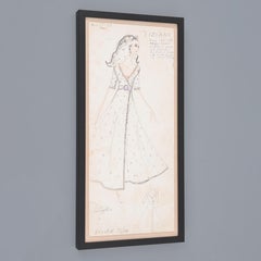 Karl Lagerfeld Fashion Drawing for Tiziani, Elizabeth Taylor