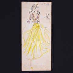 Disegno di moda di Karl Lagerfeld per Tiziani, firmato