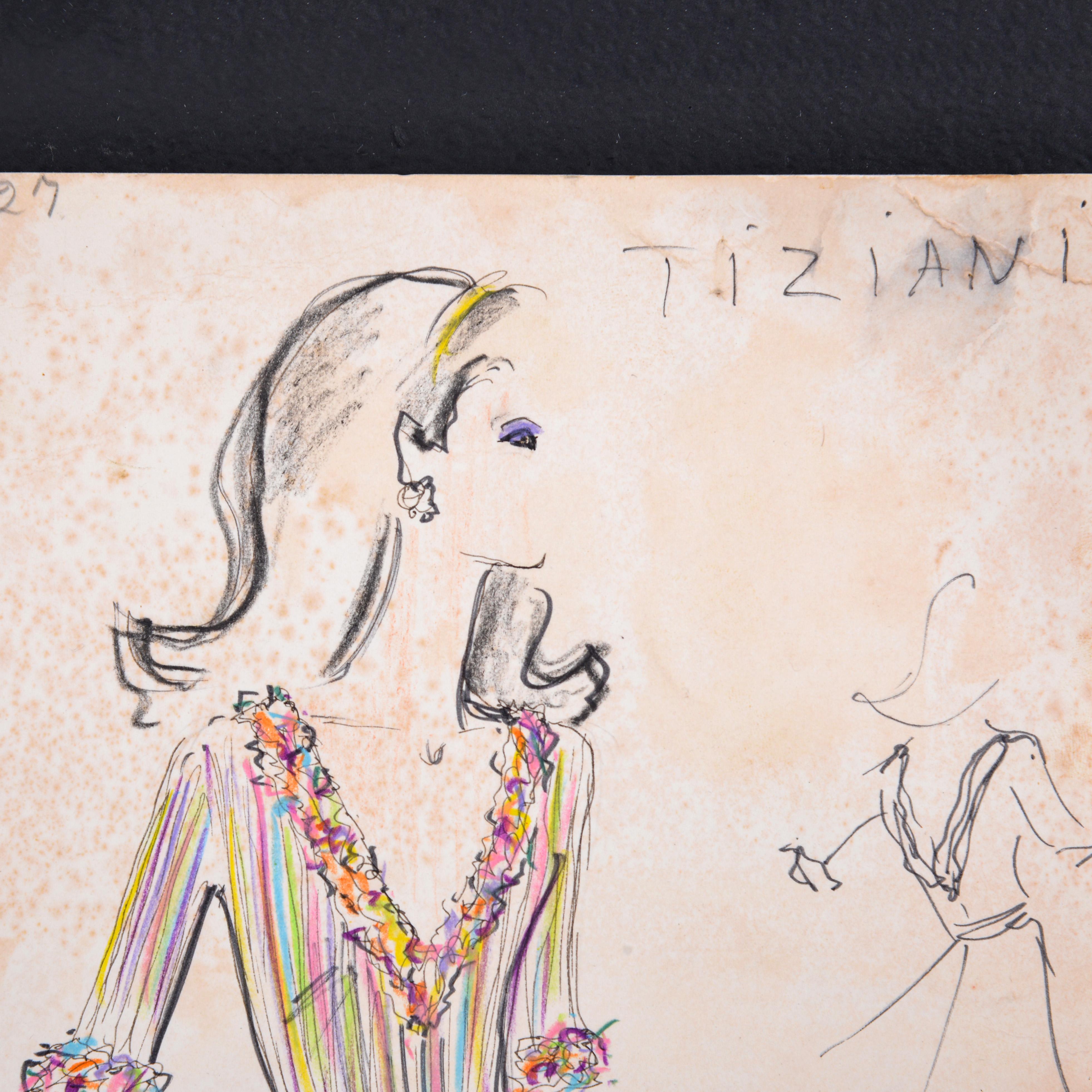 Disegno di moda di Karl Lagerfeld per Tiziani, firmato in vendita 4