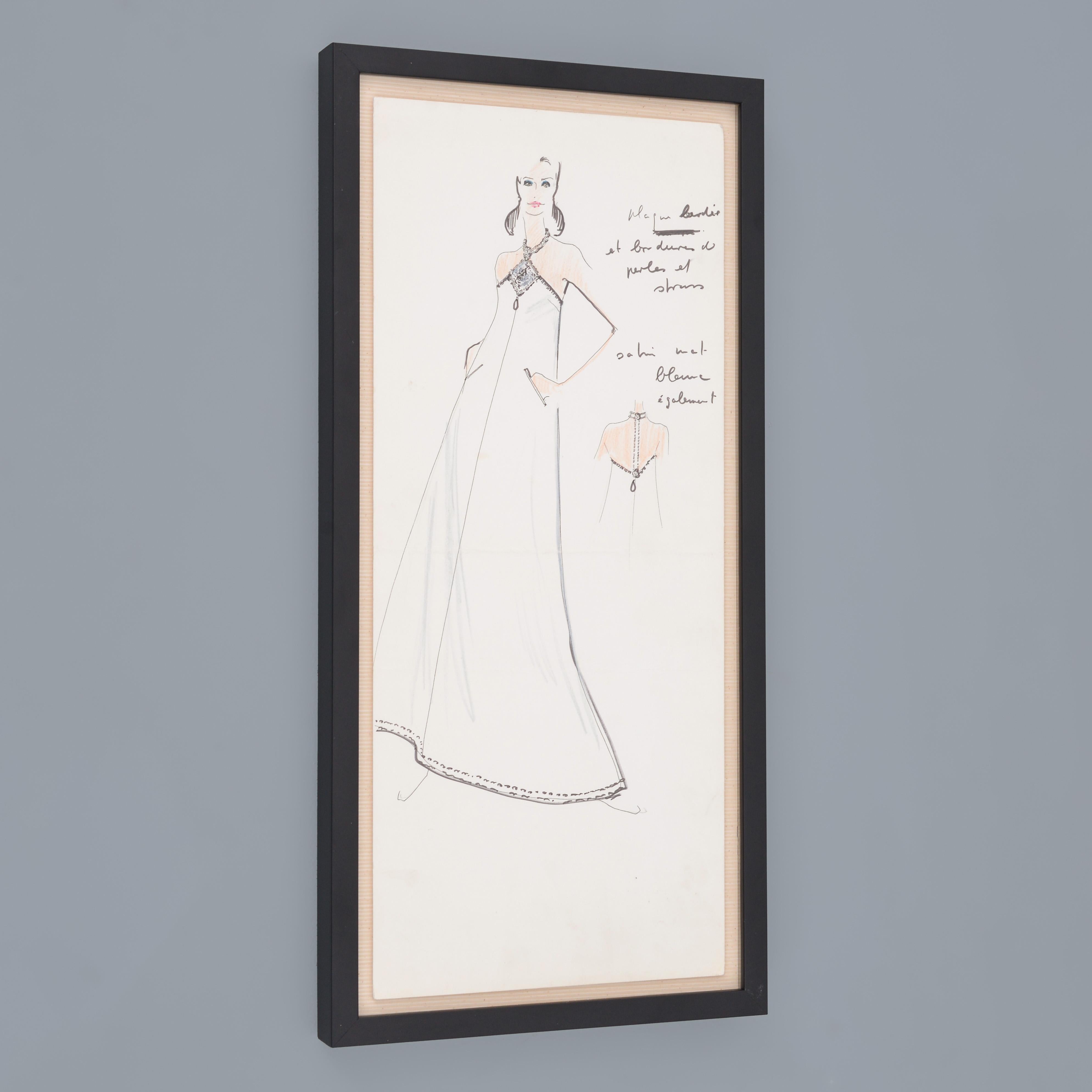 Dibujo de moda de Karl Lagerfeld para Tiziani en venta 1