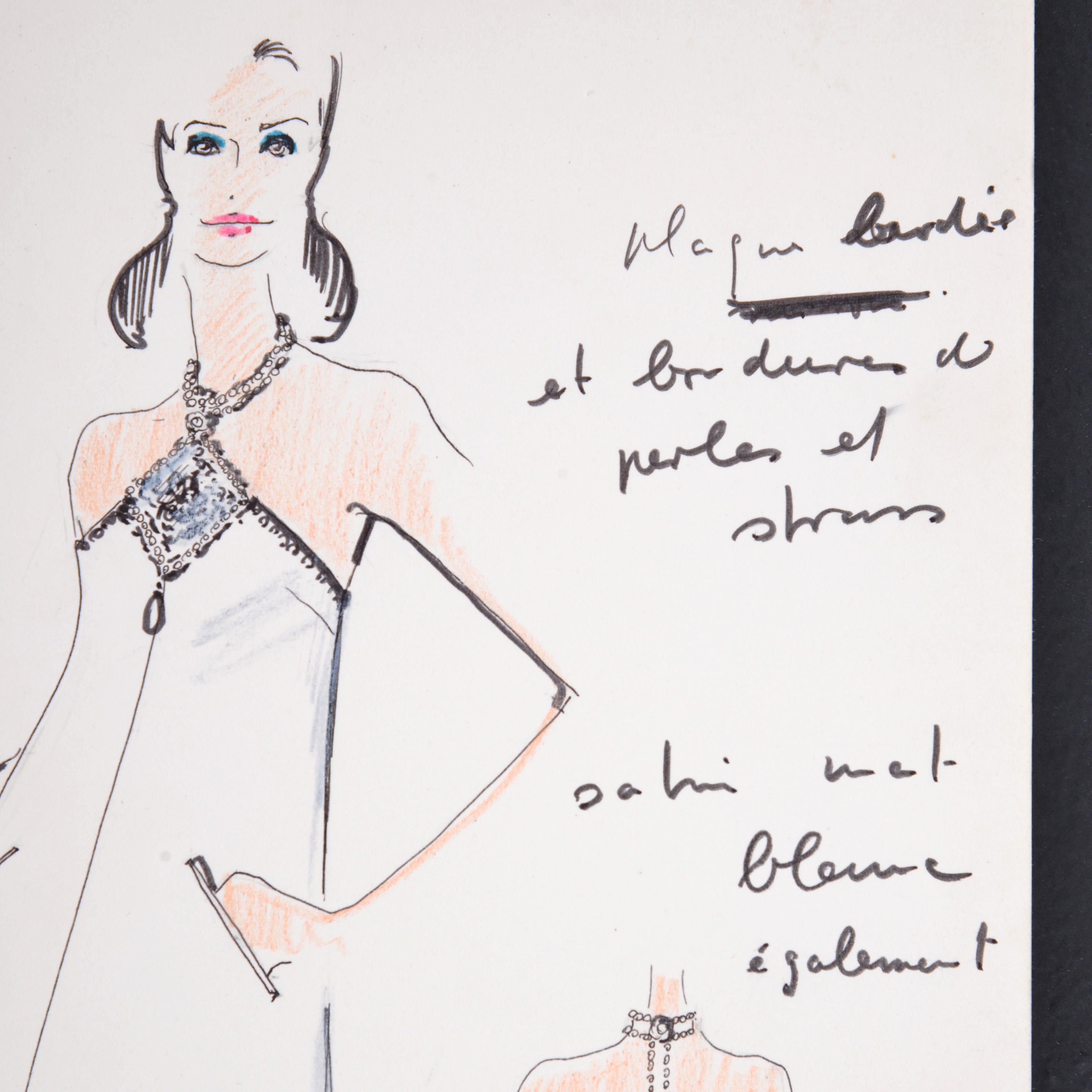 Dibujo de moda de Karl Lagerfeld para Tiziani en venta 2