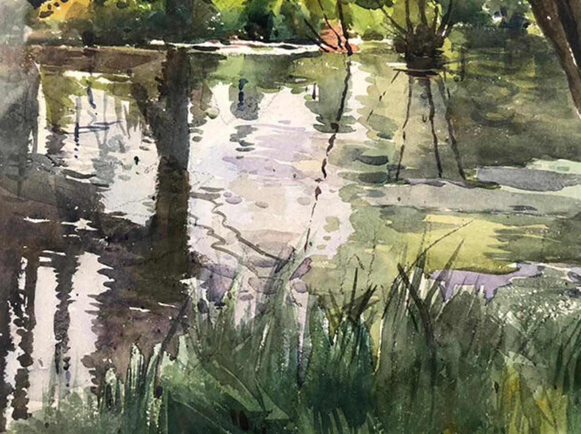 Paul Lippe (1866-1926). L'Ouche sous les saules, aquarelle 1924 en vente 3