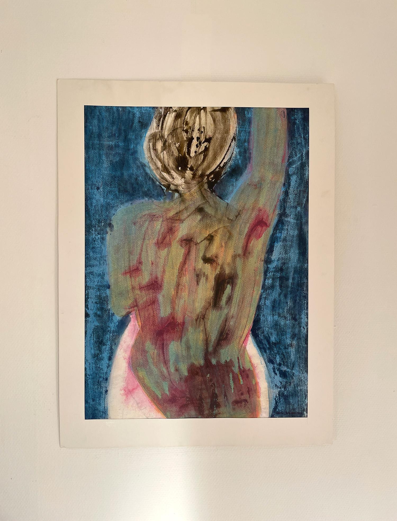 Nude Woman in Bath - Expressionist Art by Jolanta Johnsson