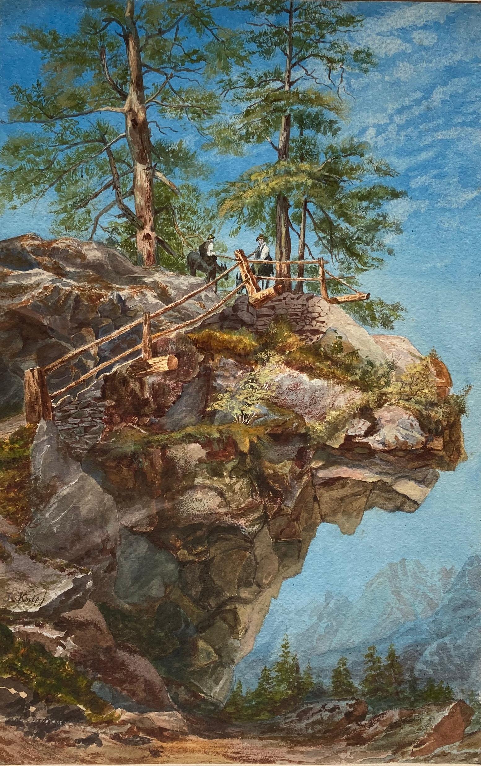 Couteau de Josephus Augustus (1777-1847), paysage pittoresque des Alpes 