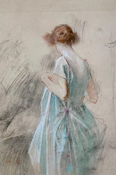 Antique Study Of Woman Seen From Back