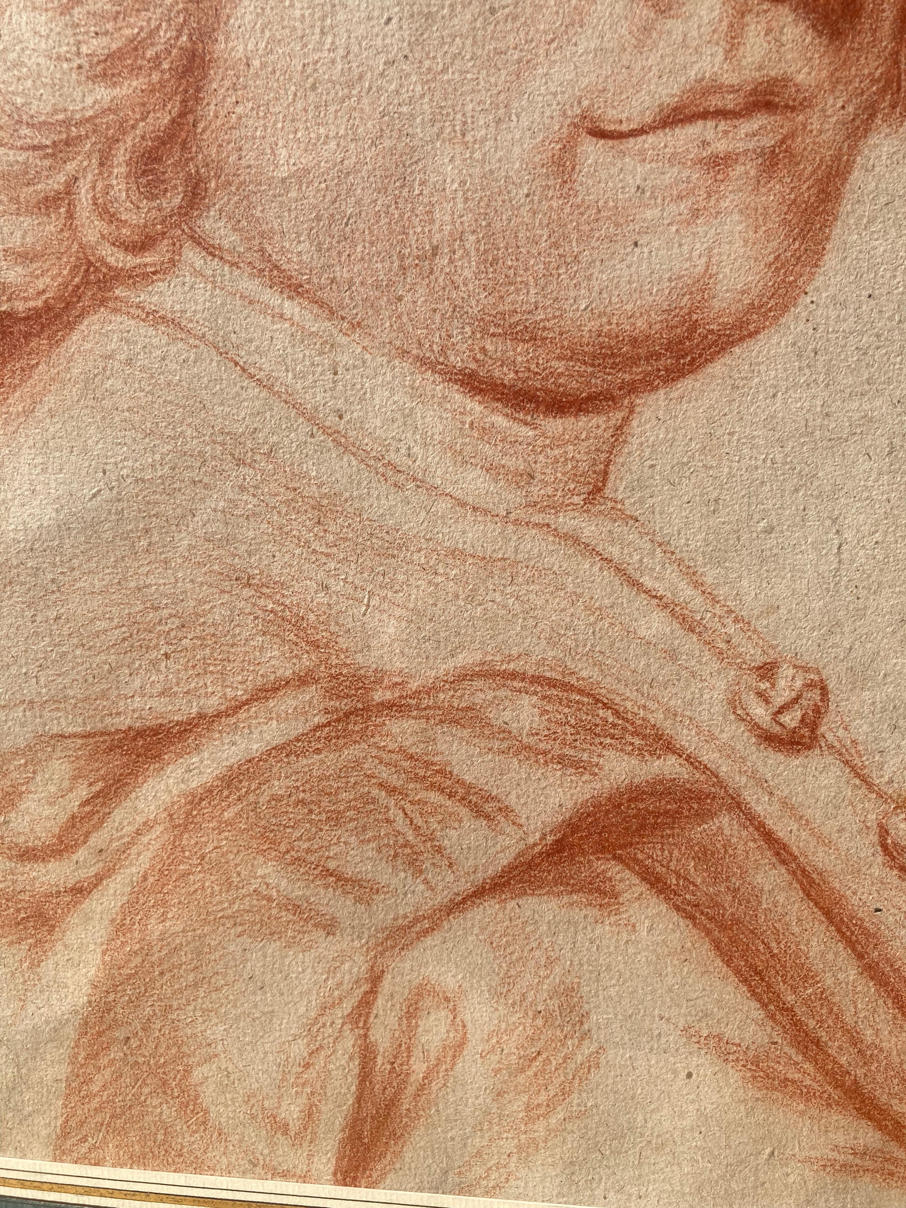 École française, XVIIIe siècle, Portrait d'un homme vu de trois quarts, craie en vente 4