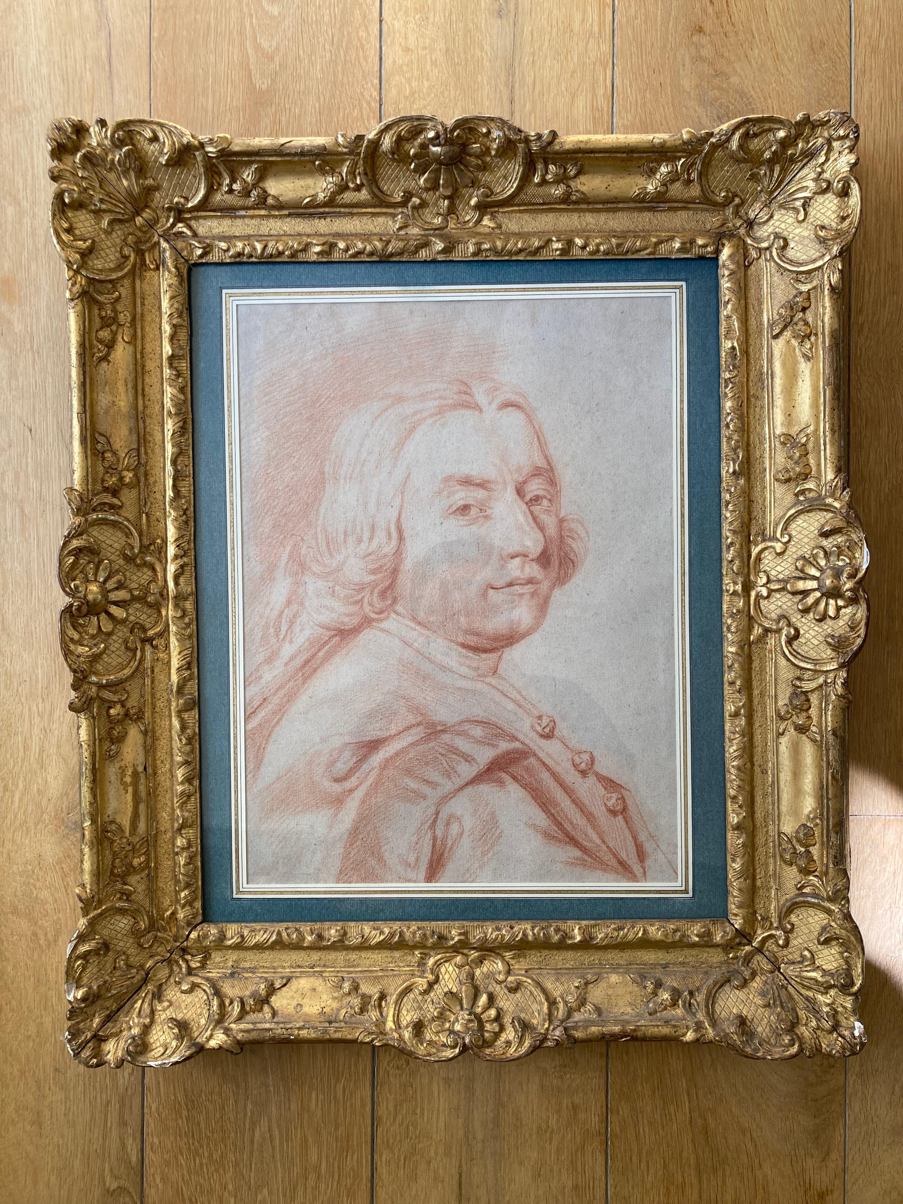 French School, 18th Century, Portrait Of A Man Seen From Three Quarters, chalk For Sale 9
