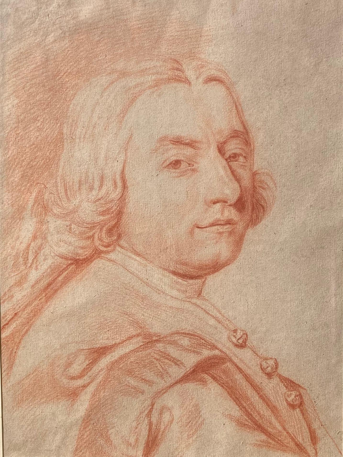 École française, XVIIIe siècle, Portrait d'un homme vu de trois quarts, craie en vente 1
