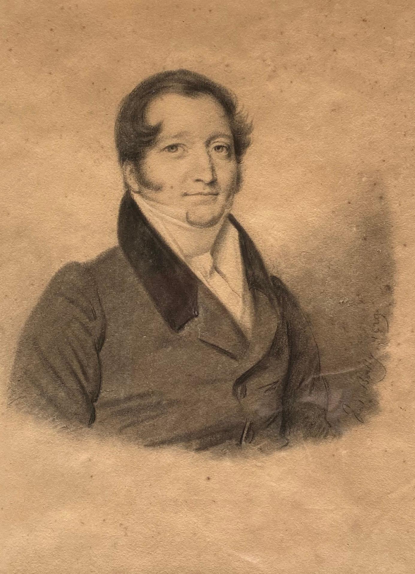 Jules Boilly (1796-1874) Portrait Of A Man, Black chalk - French School Art by Jules-Léopold Boilly