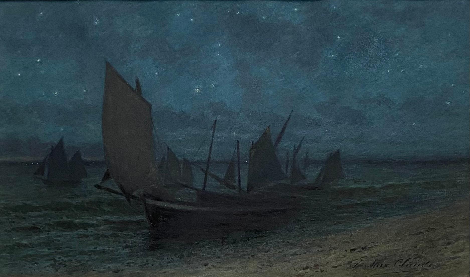 Night effect, return of the fishing boats (Marine) - Art by Jean Maxime Claude