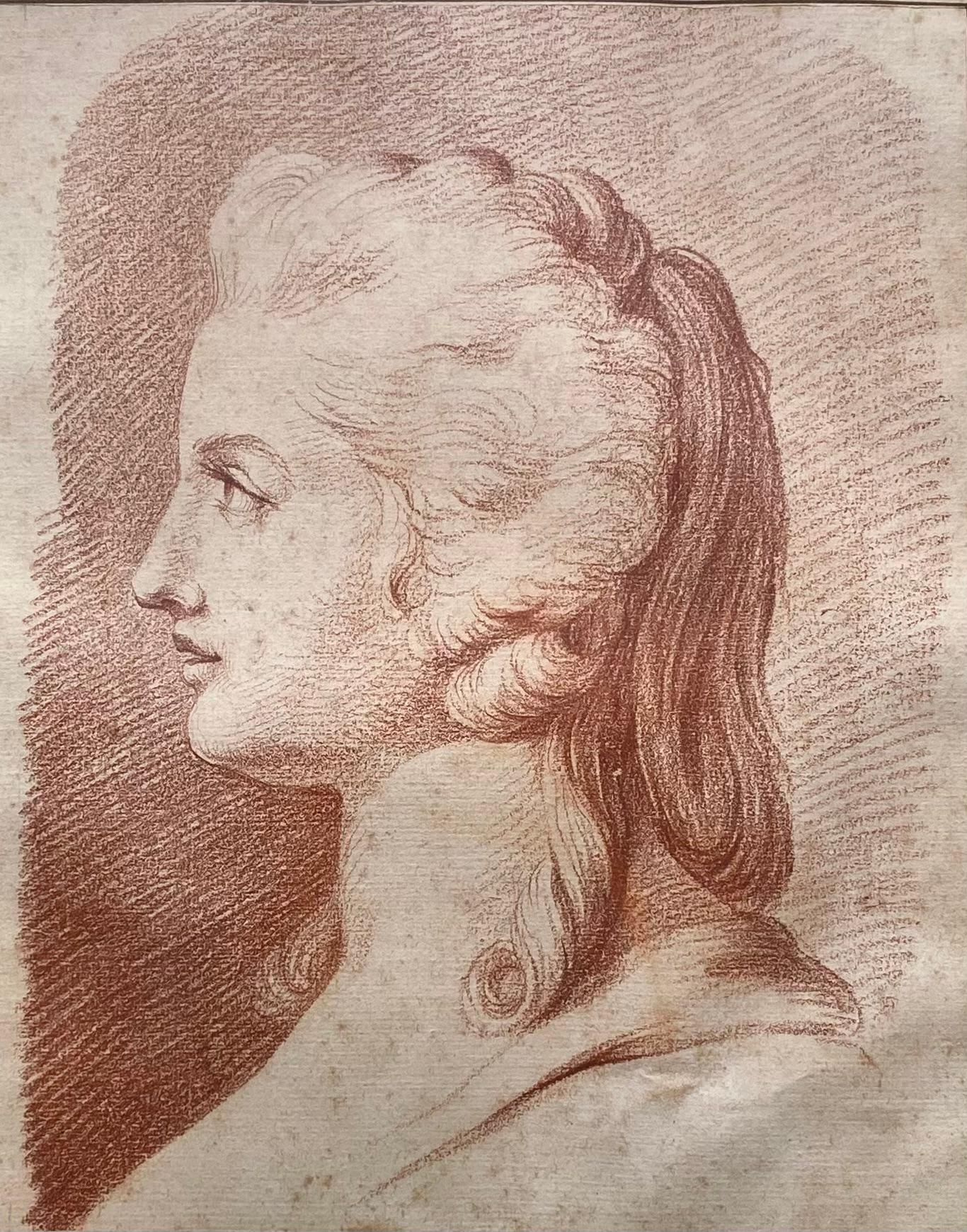 Bust Of A Woman In Profile, Sanguine On Paper, Signed And Dated - Art by Nicolas-André Courtois