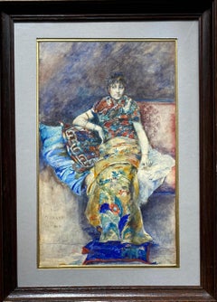 Woman seated on a Divan