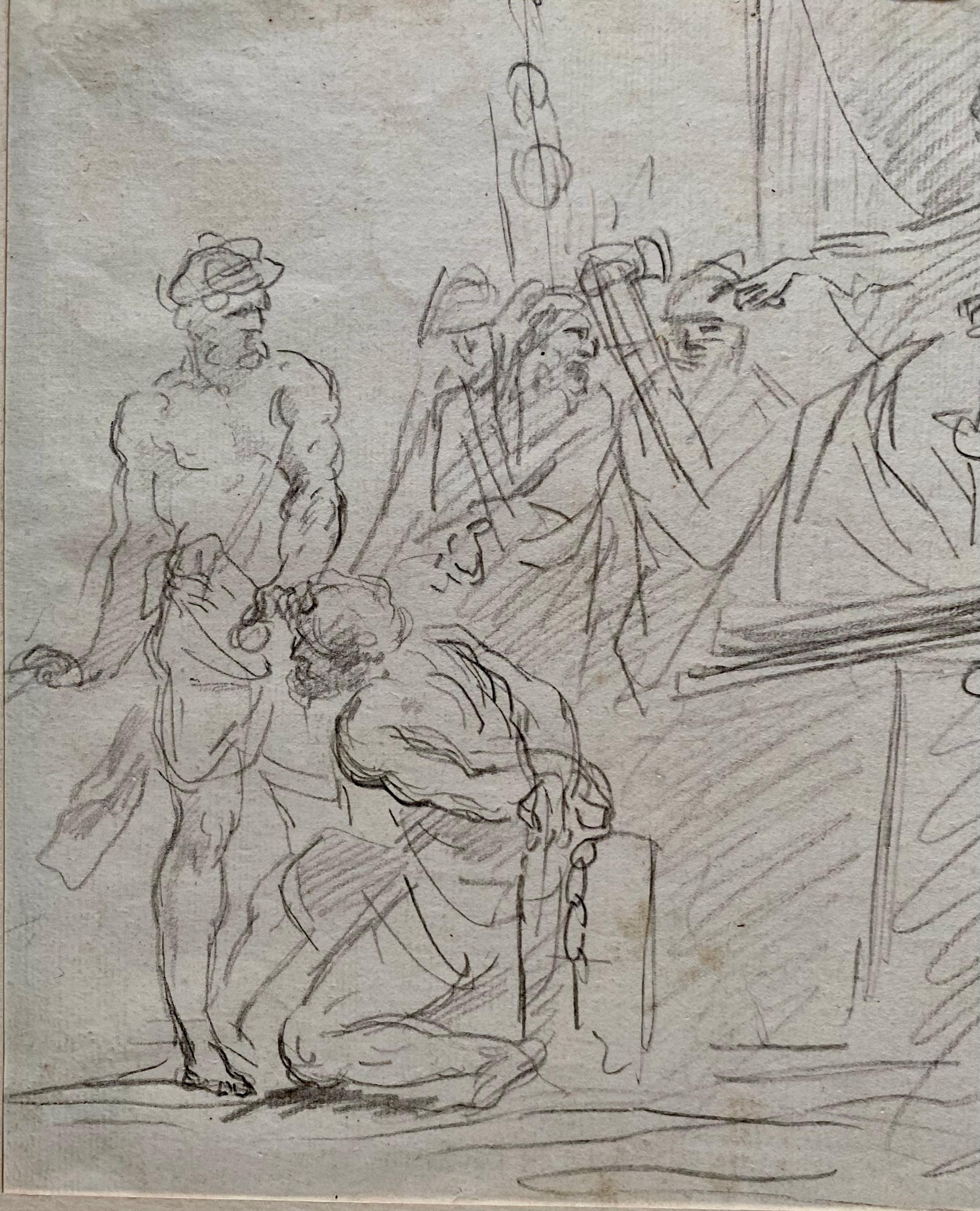 Italian School
Around 1700

Beheading scene in front of an enthroned king, probably a martyr scene

Black pencil
21.5 x 28 cm
29.5 x 39 cm
Provenance: Fryszman collection, sale on 01/20/1998
Good condition
