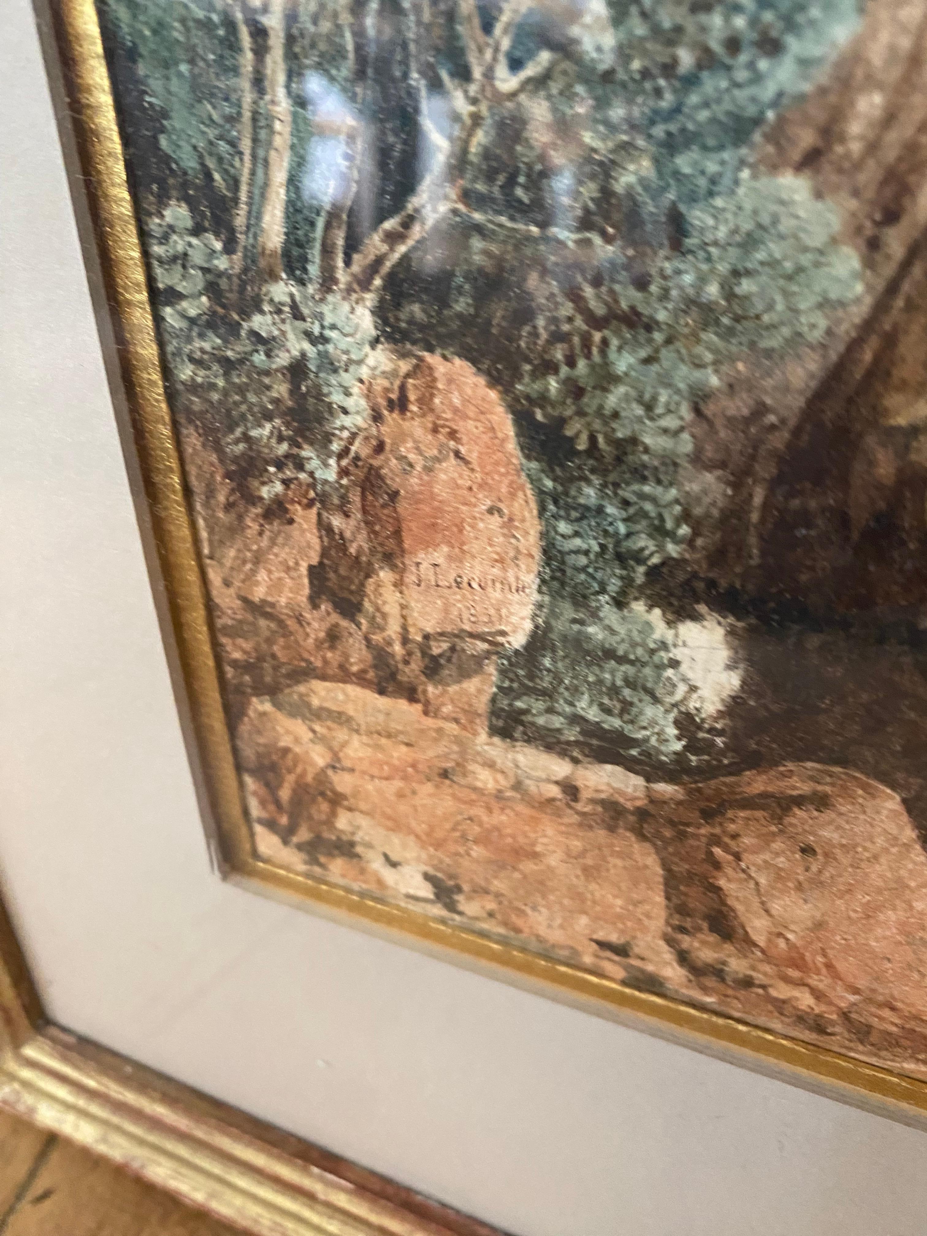Joseph François LECOINTE
Parigi 1783 - Versailles 1858

Il Tempio di Vesta a Tivoli, vicino a Roma
Acquerello e inchiostro marrone
Firmato e datato 