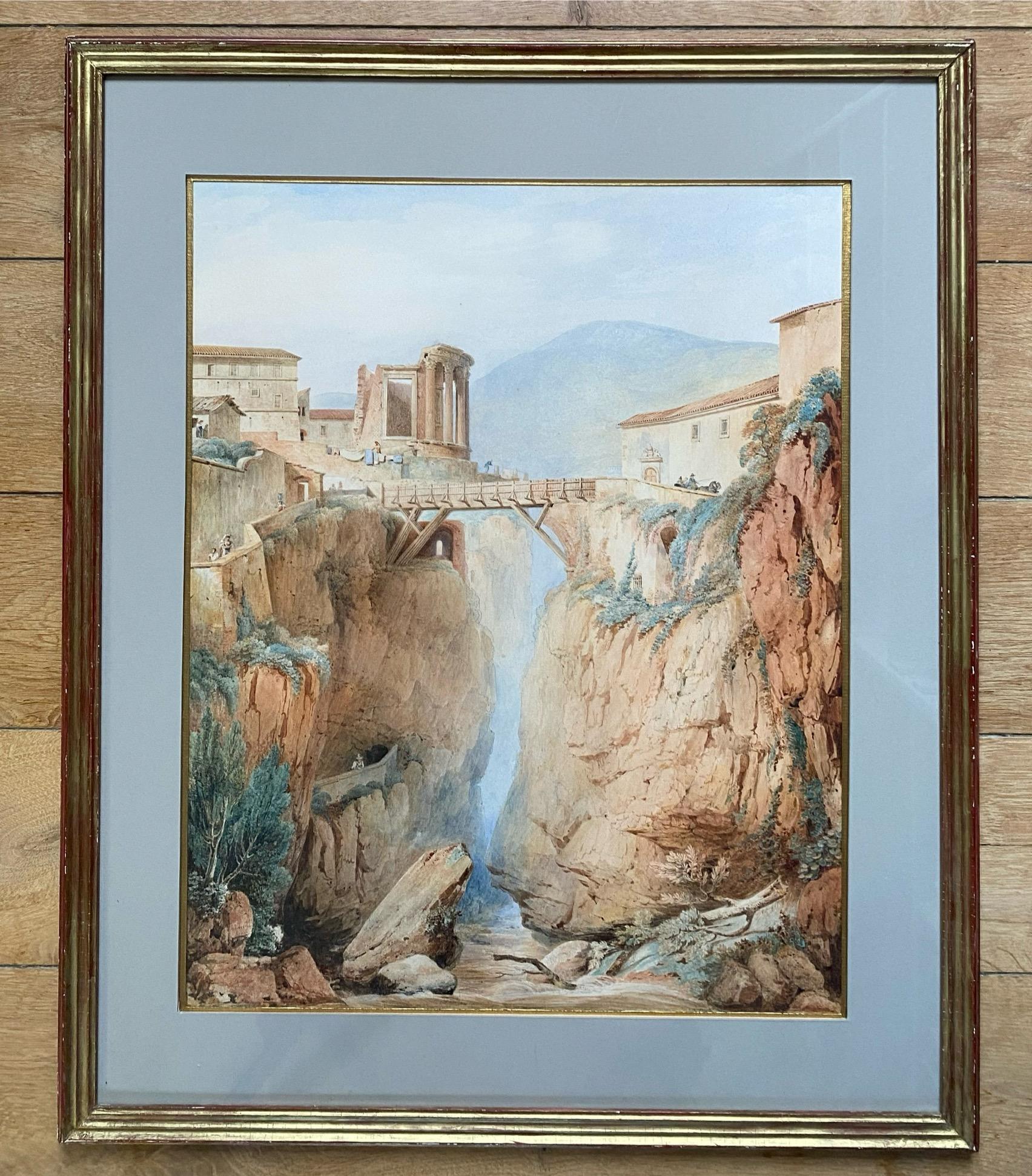 Il Tempio di Vesta a Tivoli, vicino a Roma - Landscape Art Grigio di Jean-François Joseph Lecointe