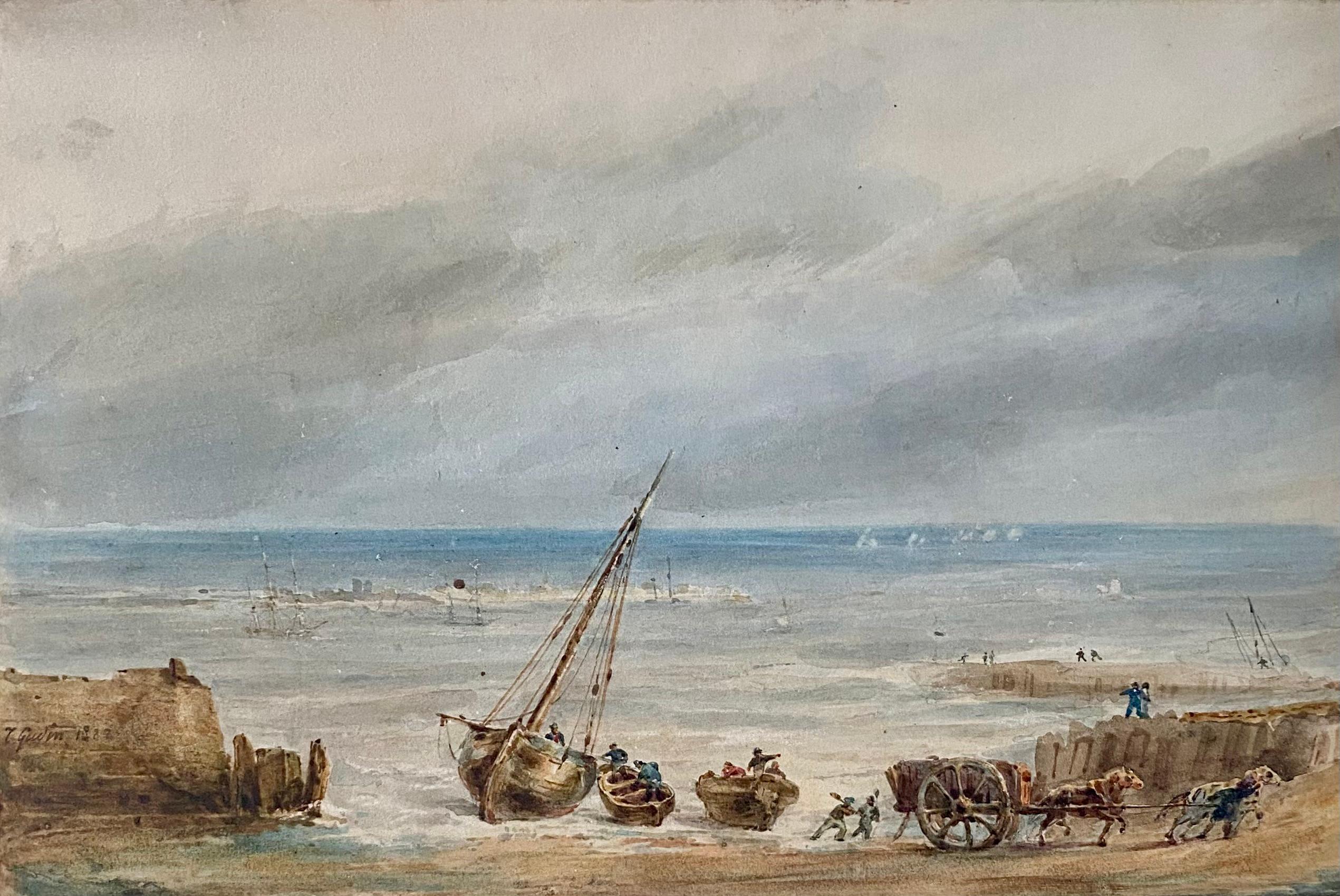 Unloading on the beach - Art by Jean Antoine Théodore Gudin