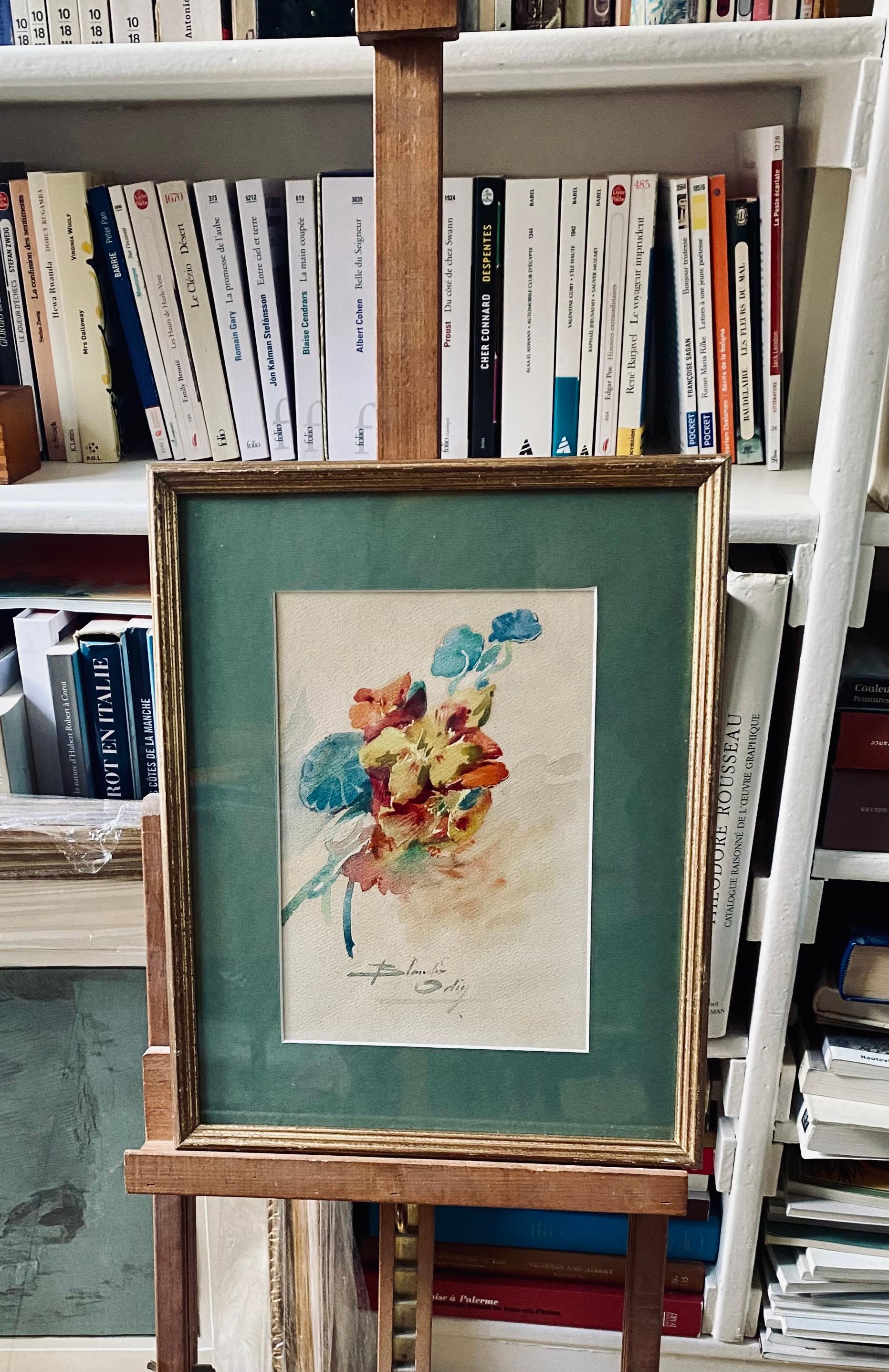 Gettito di fiori, nasturzi - Art Scuola francese di Blanche Odin