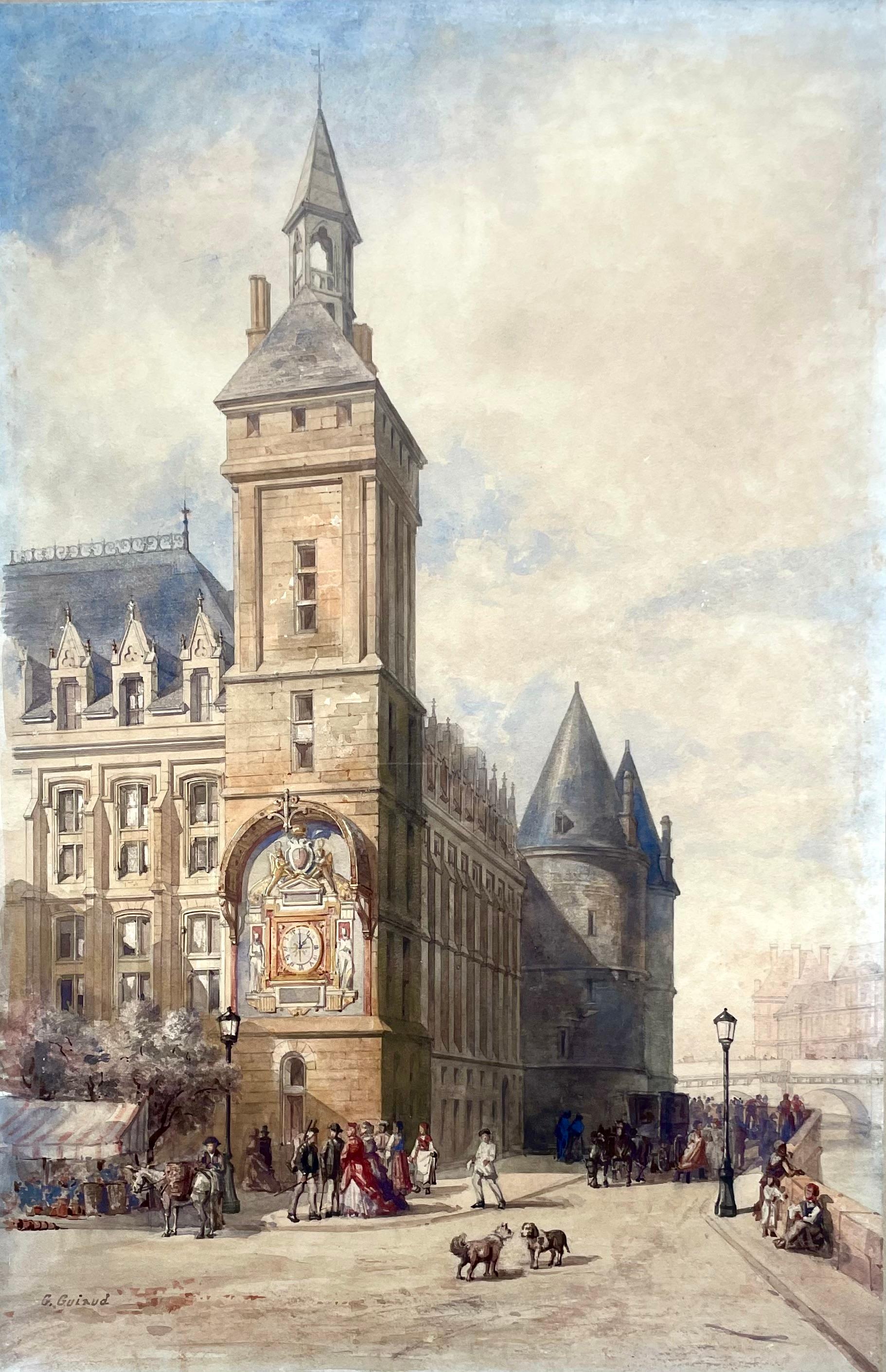 View of Pairs, The Clock Tower And The Conciergerie - Art by Georges - François Guiaud