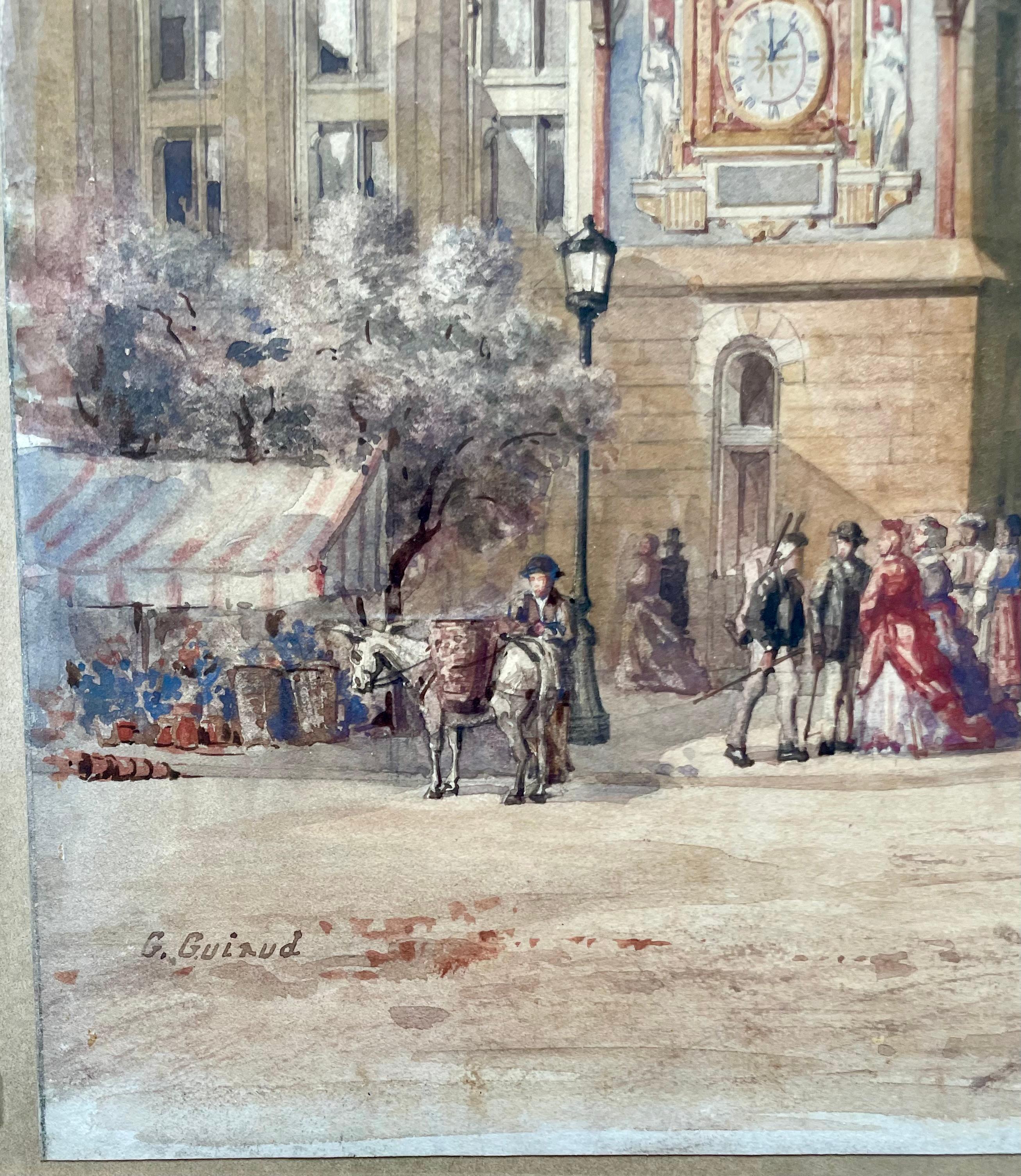 View of Pairs, The Clock Tower And The Conciergerie - French School Art by Georges - François Guiaud