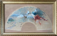 Hand Fan Project With The Goddess Diana The Huntress floating in the clouds